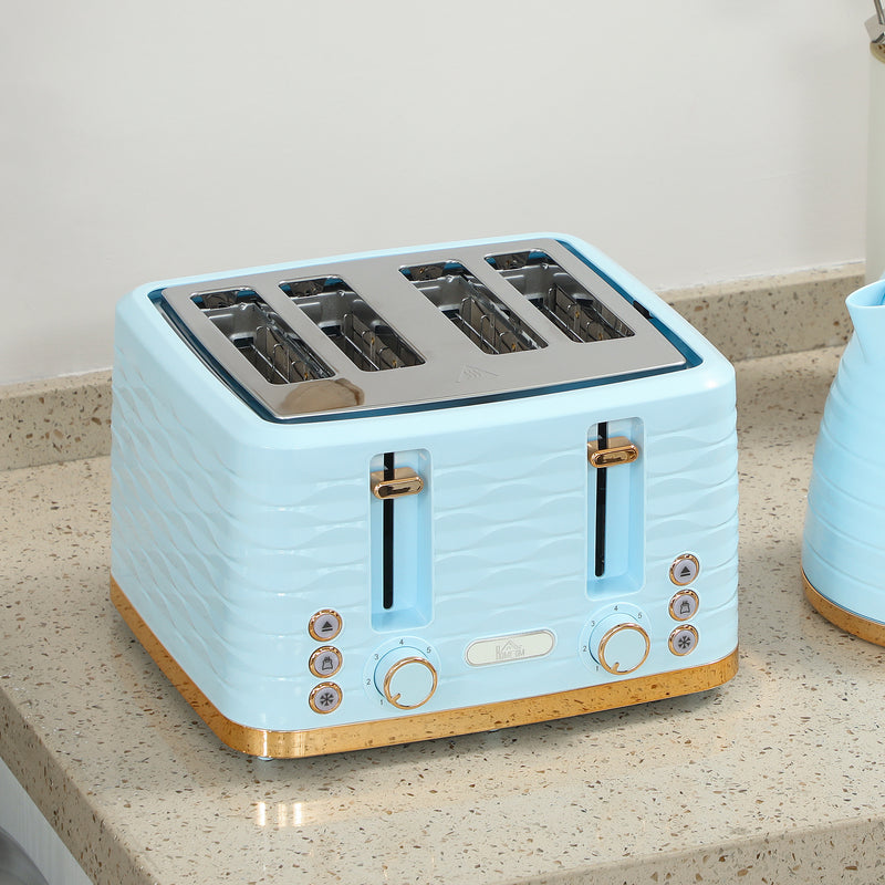 HOMCOM Kettle and Toaster Set 1.7L Kettle & 4 Slice Toaster, Light