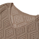 Solid Hollow Out Knitted Cover Up Top with Long Sleeves