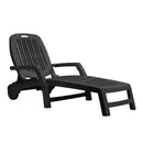 Livingandhome Outdoor Folding Lounge Chair Recliner with Wheels