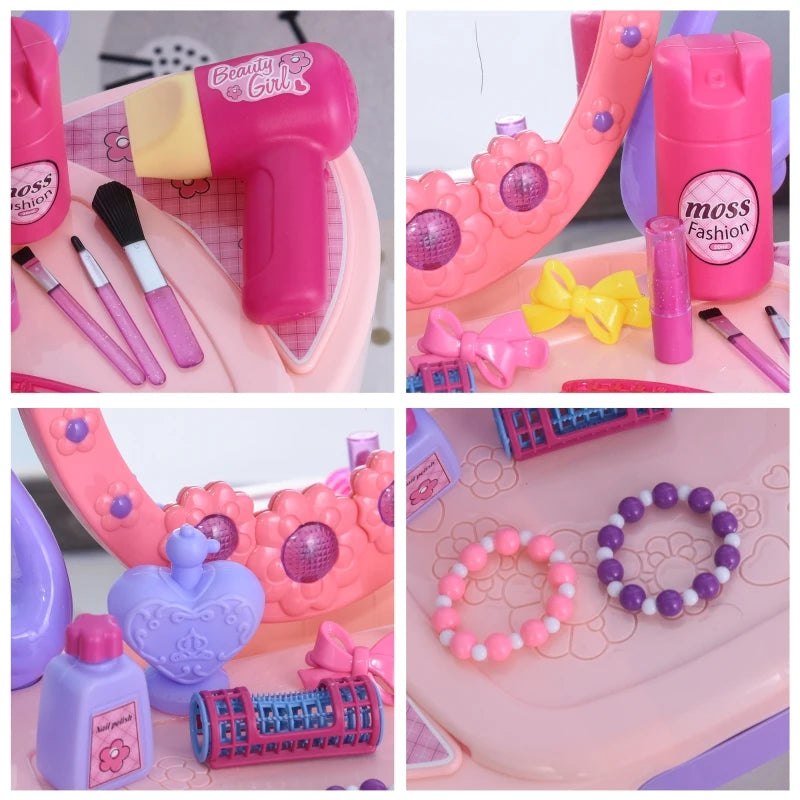HOMCOM Dressing Table Playset - Pink Purple