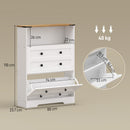 HOMCOM Narrow Shoe Cabinet, Shoe Storage Cabinet with 2 Flip Drawers, White