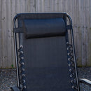 Set of 2 Black Multi Position Textoline Zero Gravity Garden Relaxer Chair Lounger