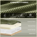 HOMCOM 2 Seater Sofa, Corduroy Sofa w/ Spring Cushions 2 Pillows, Dark Green