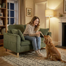 HOMCOM 2 Seater Sofa, Corduroy Sofa w/ Spring Cushions 2 Pillows, Dark Green