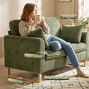 HOMCOM 2 Seater Sofa, Corduroy Sofa w/ Spring Cushions 2 Pillows, Dark Green