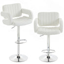 HOMCOM Bar Stools Adjustable Swivel With Armrest Set Of 2 White