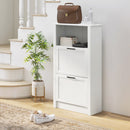 HOMCOM Modern Shoe Cabinet with 2 Flip Drawers and Adjustable Shelves, White