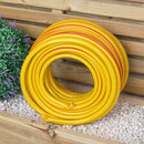30m Yellow Reinforced Kink Resistant Garden Hose Pipe with Spray Gun Set
