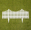 33cm Set of 4 White Plastic Picket Fence Garden Edging with Wood Effect