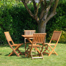 Outdoor 4 Person Folding Square Wooden Garden Dining Table Chairs Set