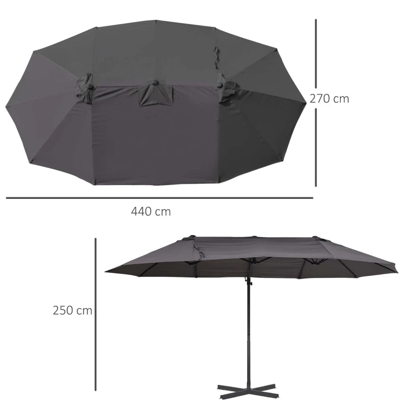 Outsunny Double Parasol 4.6m - Grey