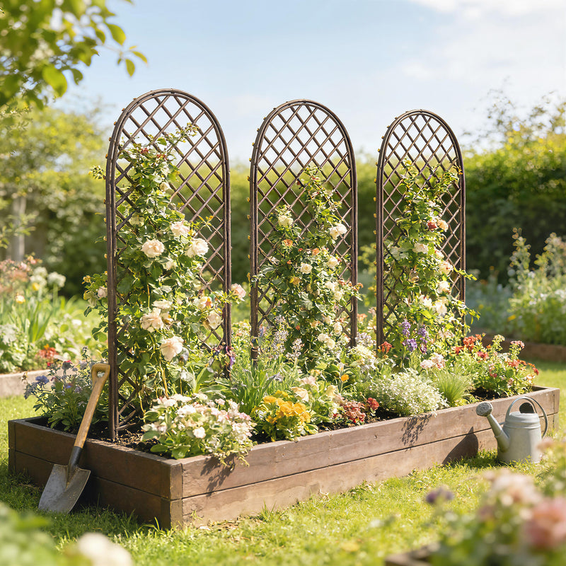 Outsunny Garden Arch, Wicker Trellis Support Frame With Dome Top, Natu