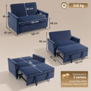HOMCOM 2 Seater Sofa Bed, 3-in-1 Velvet Pull Out Sleeper Sofa, Dark Blue