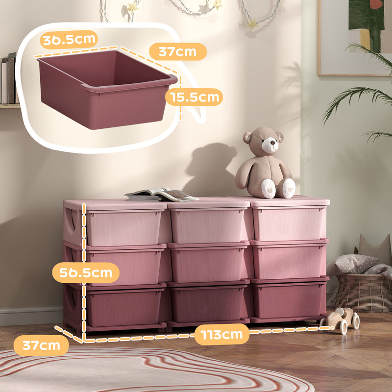 HOMCOM Kids Storage Units with Drawers 3 Tier Chest Dresser Tower