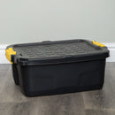 24L Heavy Duty Lockable & Stackable Storage Tub Chest with Clips in Black