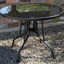 Outdoor 4 Person Round Glass Top Garden Dining Table Chairs Set