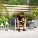 Outsunny Patio Furniture Aluminium Armchair with Cushions, Charcoal Grey