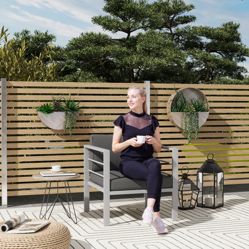 Outsunny Patio Furniture Aluminium Armchair with Cushions, Charcoal Grey