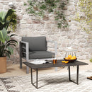 Outsunny Patio Furniture Aluminium Armchair with Cushions, Charcoal Grey
