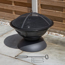 52cm Black Steel Outdoor Lustre Enamelled Firepit with Fire Poker