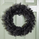 50cm Plain Black Tipped Hanging Christmas & Halloween Artificial Wreath
