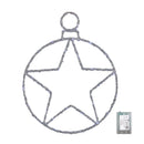 49cm Battery Powered Light up Christmas Silver Star Ball with Twinkling White LEDs