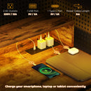 HOMCOM Computer Desk with LED Lights, Study Table with Shelf, Rustic Brown