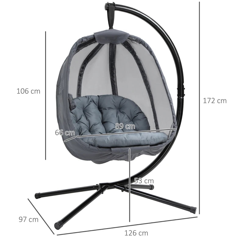 Outsunny Hanging Egg Chair -  Grey