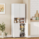 HOMCOM 180cm Tall Kitchen Cupboard, Pantry Storage Cabinet, High Gloss White