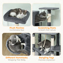 PawHut Cat Tree, 202cm Cat Tower With 2 Condos, 2 Hammocks, 2 Perches
