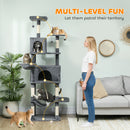 PawHut Cat Tree, 202cm Cat Tower With 2 Condos, 2 Hammocks, 2 Perches