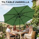 Outsunny Garden Parasol, Outdoor Umbrella With Tilt Function, Green