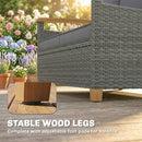 Outsunny Rattan Garden Sofa With Cushioned Wide Seats Dark Grey