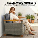 Outsunny Rattan Garden Sofa With Cushioned Wide Seats Dark Grey