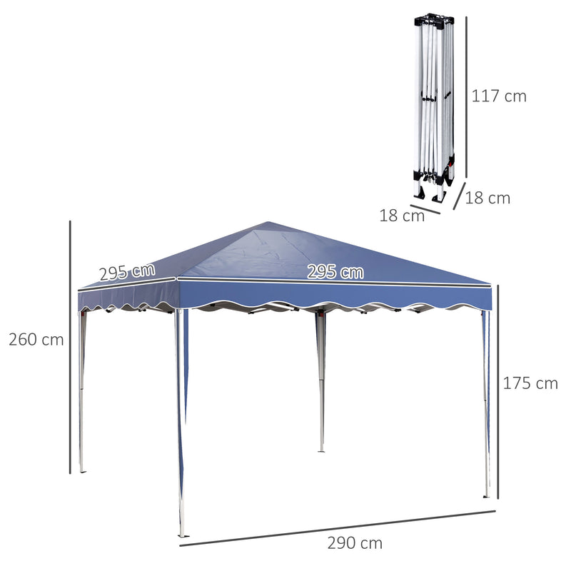 Outsunny 3x3(m) Pop Up Gazebo Marquee Tent For Garden W/ Carry Bag