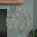 49cm Battery Powered Light up Christmas Gold Star Ball with Twinkling Warm White LEDs