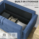 HOMCOM Compact Loveseat Sofa 2 Seater Sofa with Storage and Wood Legs Blue