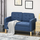 HOMCOM Compact Loveseat Sofa 2 Seater Sofa with Storage and Wood Legs Blue