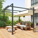 Outsunny Pergola with Retractable Roof and Aluminium Frame - Khaki
