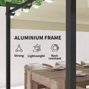 Outsunny Pergola with Retractable Roof and Aluminium Frame - Khaki