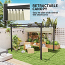 Outsunny Pergola with Retractable Roof and Aluminium Frame - Khaki