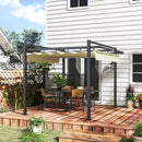 Outsunny Pergola with Retractable Roof and Aluminium Frame - Khaki