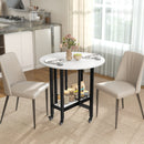 HOMCOM Folding Dining Table, Drop Leaf Table With Open Shelf, White Marble