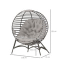 Outsunny Egg Chair w/ Cushion Steel Frame and Side Pocket, Light Grey