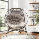 Outsunny Egg Chair w/ Cushion Steel Frame and Side Pocket, Light Grey