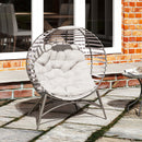 Outsunny Egg Chair w/ Cushion Steel Frame and Side Pocket, Light Grey