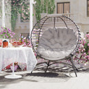 Outsunny Egg Chair w/ Cushion Steel Frame and Side Pocket, Light Grey