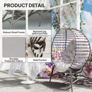 Outsunny Egg Chair w/ Cushion Steel Frame and Side Pocket, Light Grey