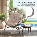 Outsunny Egg Chair w/ Cushion Steel Frame and Side Pocket, Light Grey