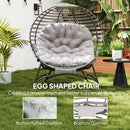 Outsunny Egg Chair w/ Cushion Steel Frame and Side Pocket, Light Grey